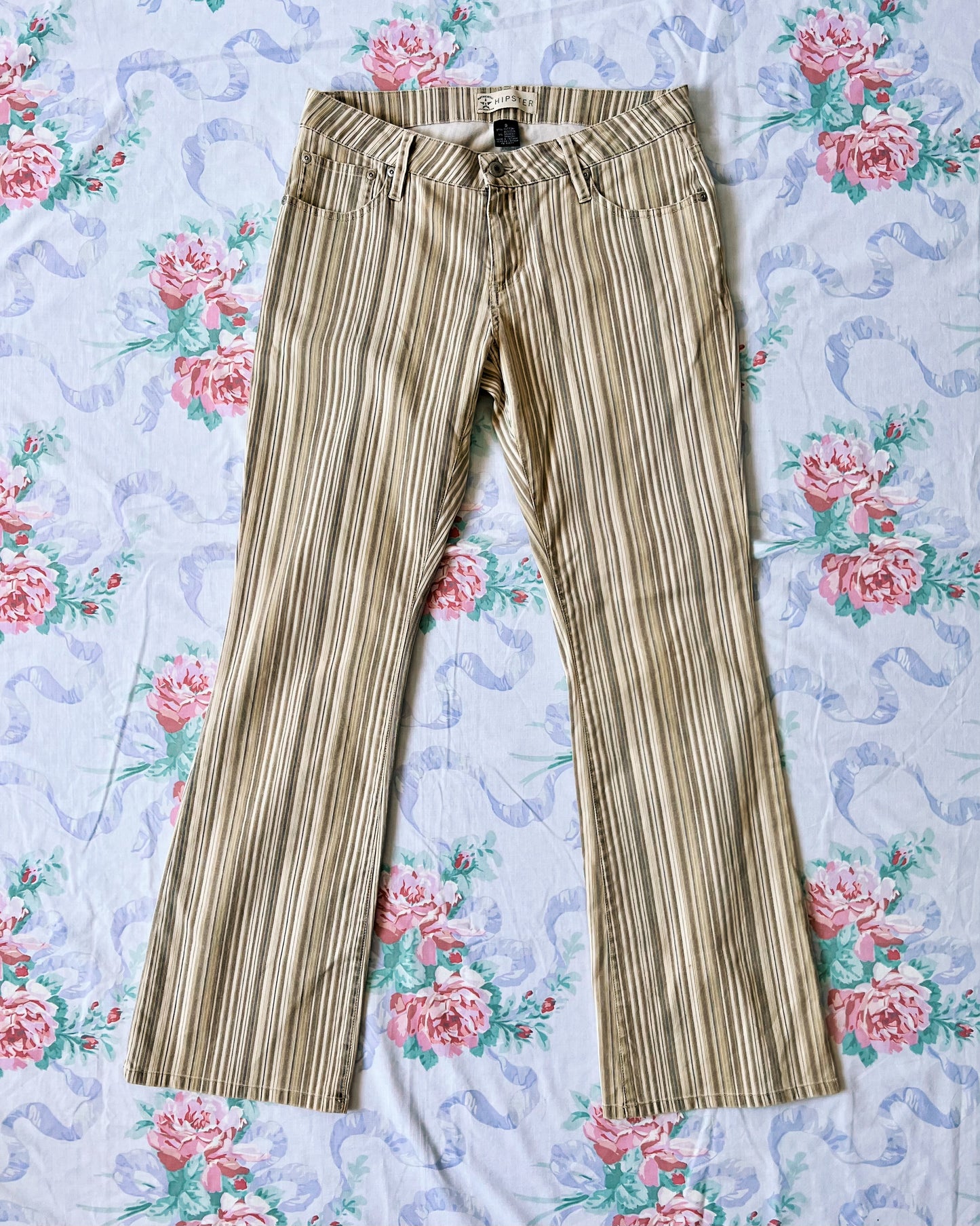 Y2K Low Rise Striped Flares