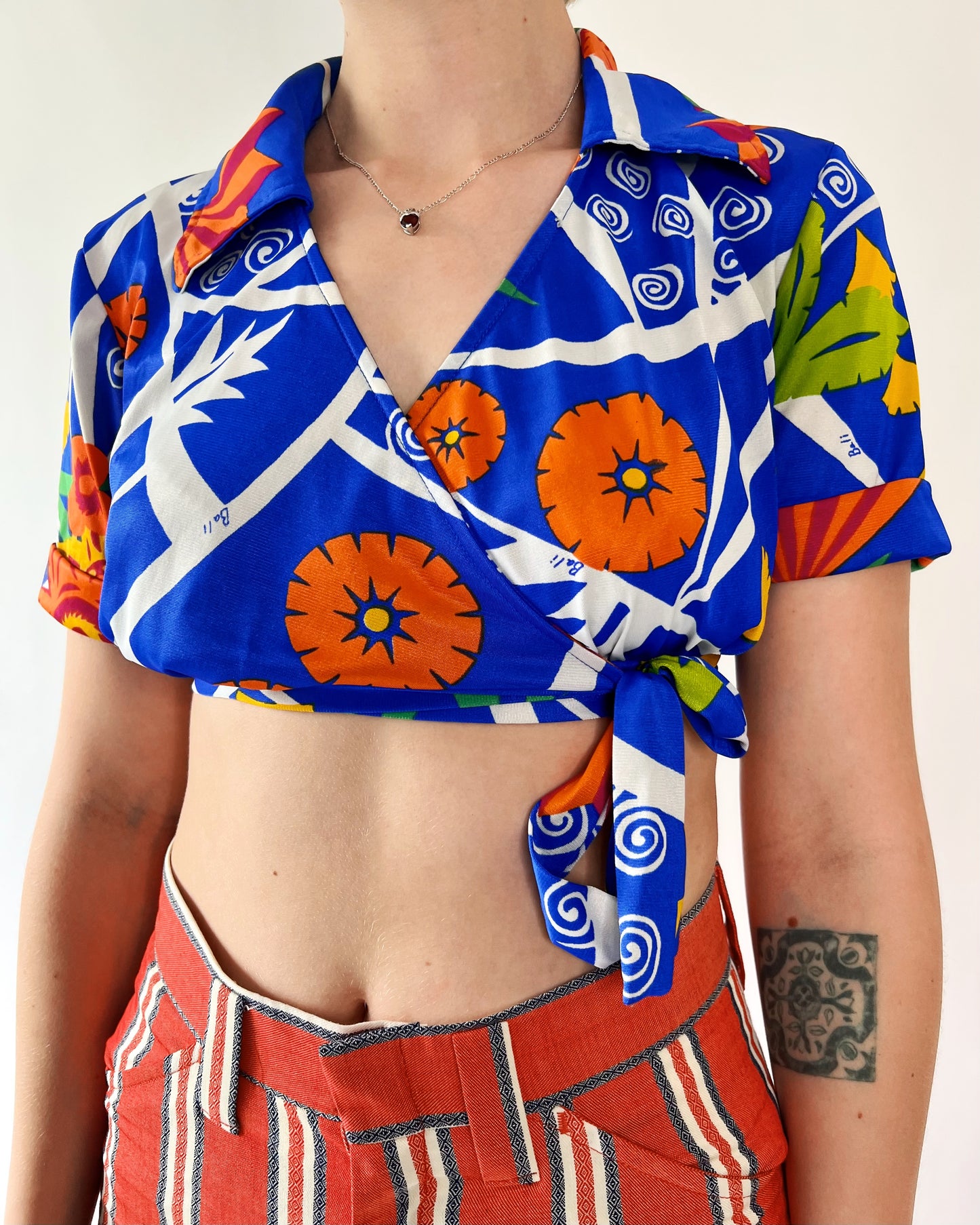 70's Slinky Swirl Psych Crop Top