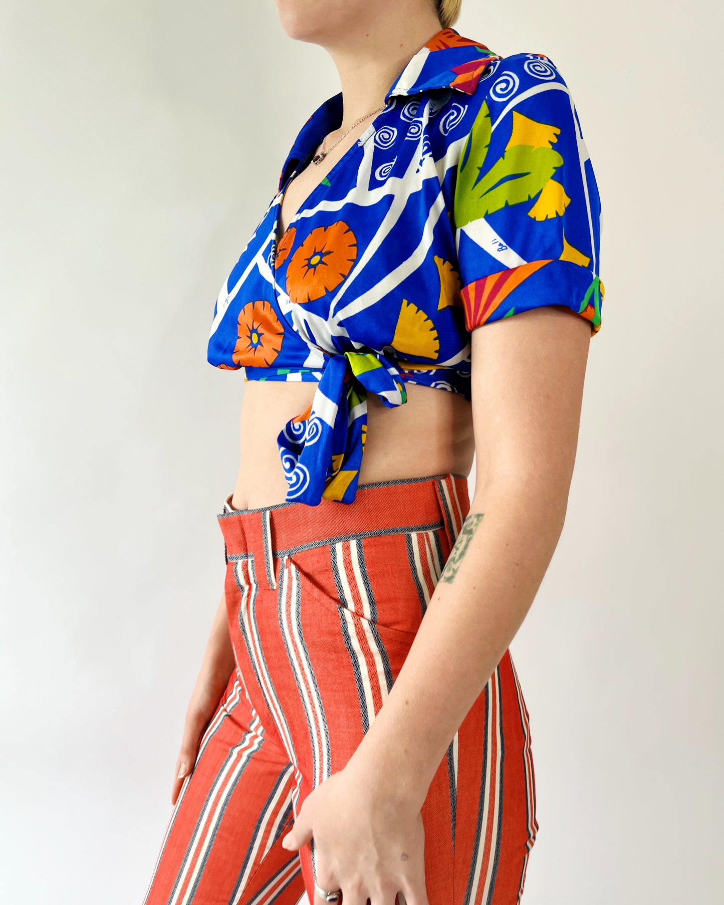 70's Slinky Swirl Psych Crop Top