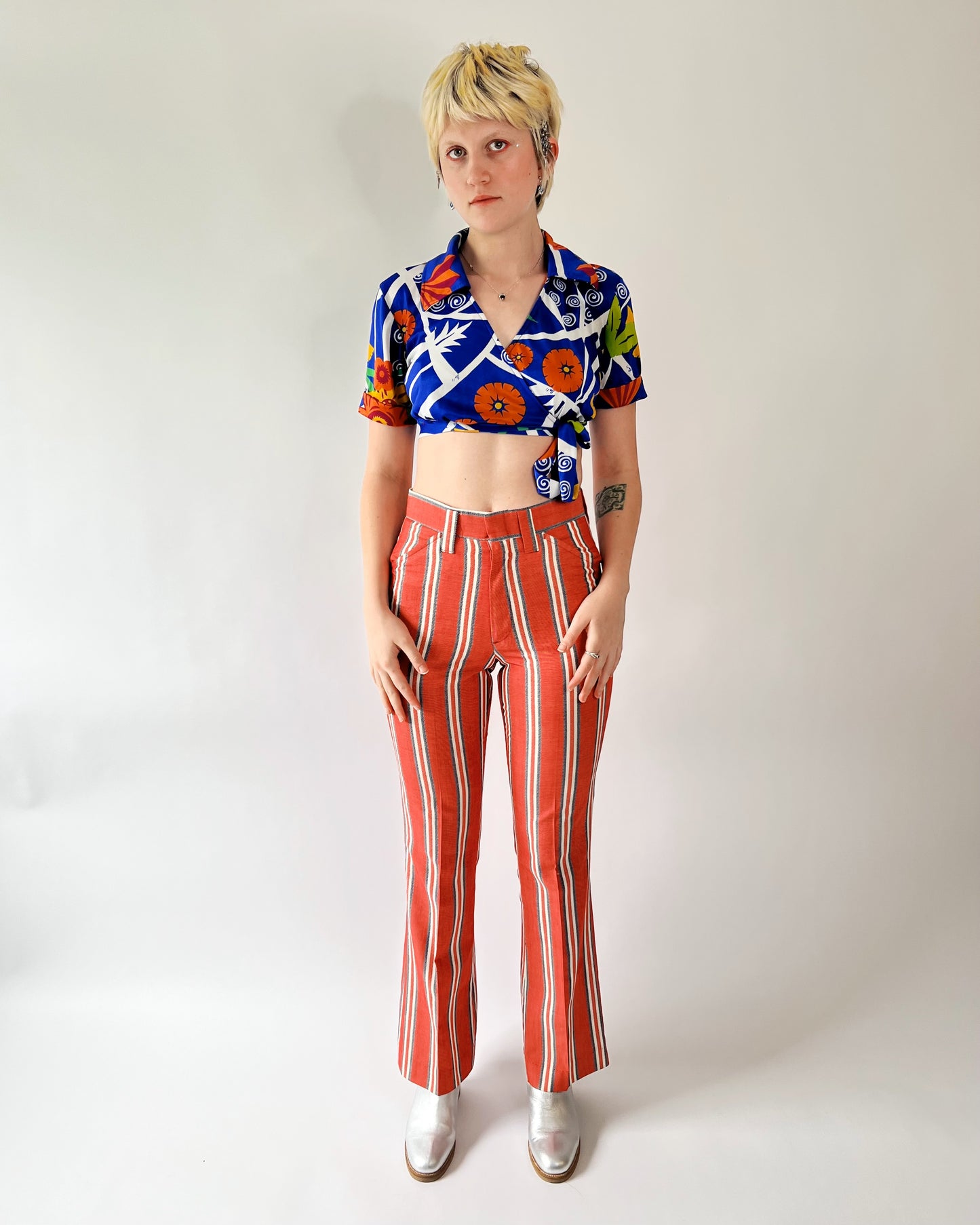 70's Slinky Swirl Psych Crop Top