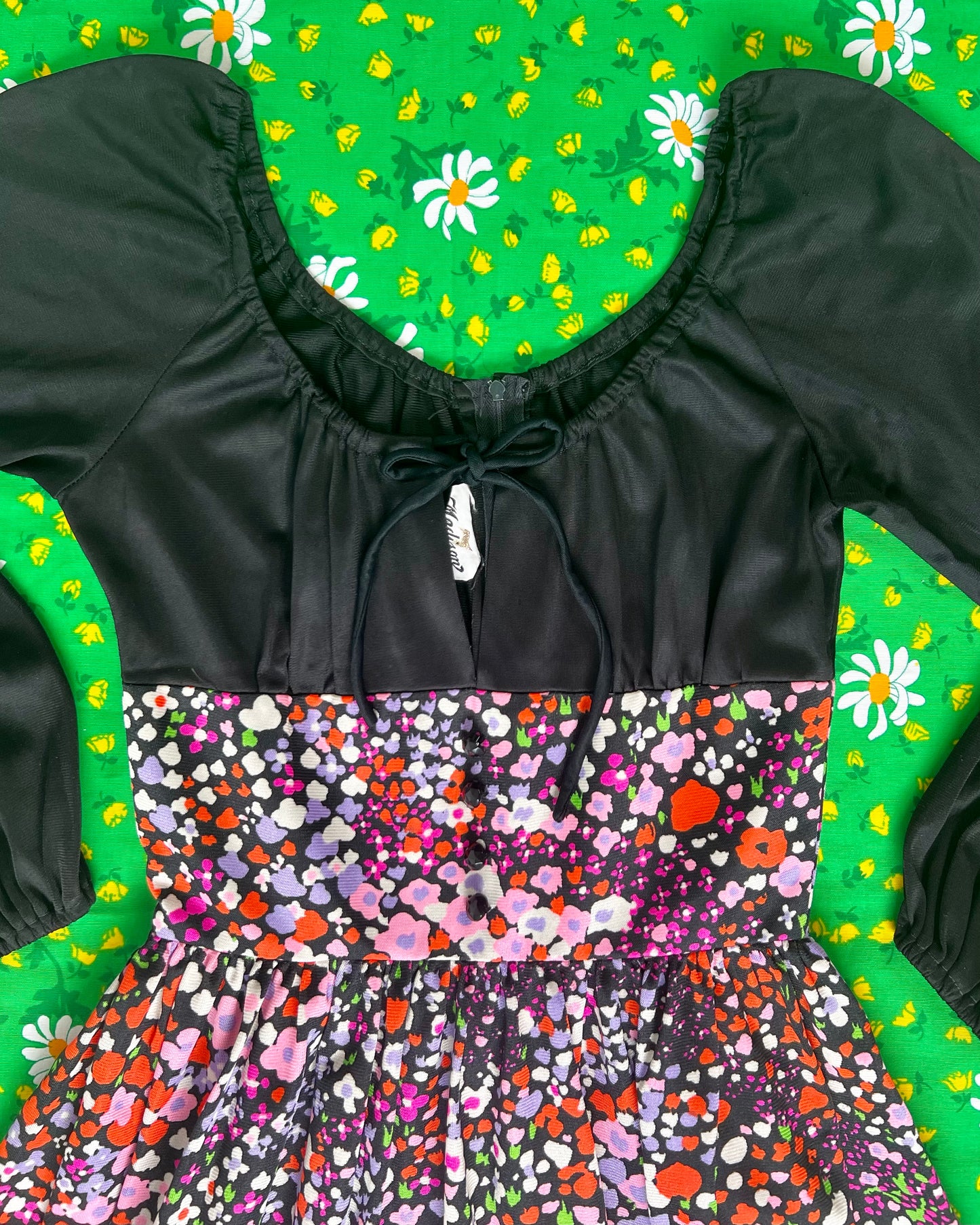 60's Off the Shoulder Flower Power Mini Dress