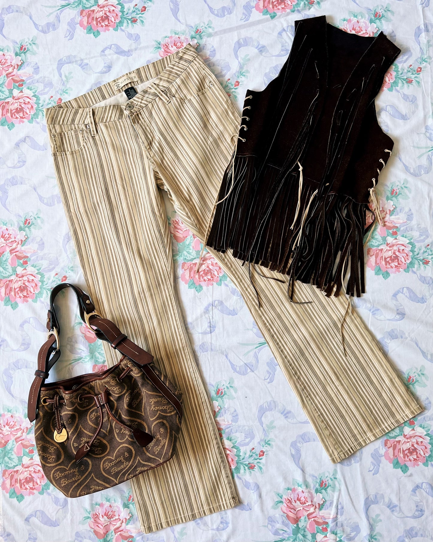 Y2K Low Rise Striped Flares
