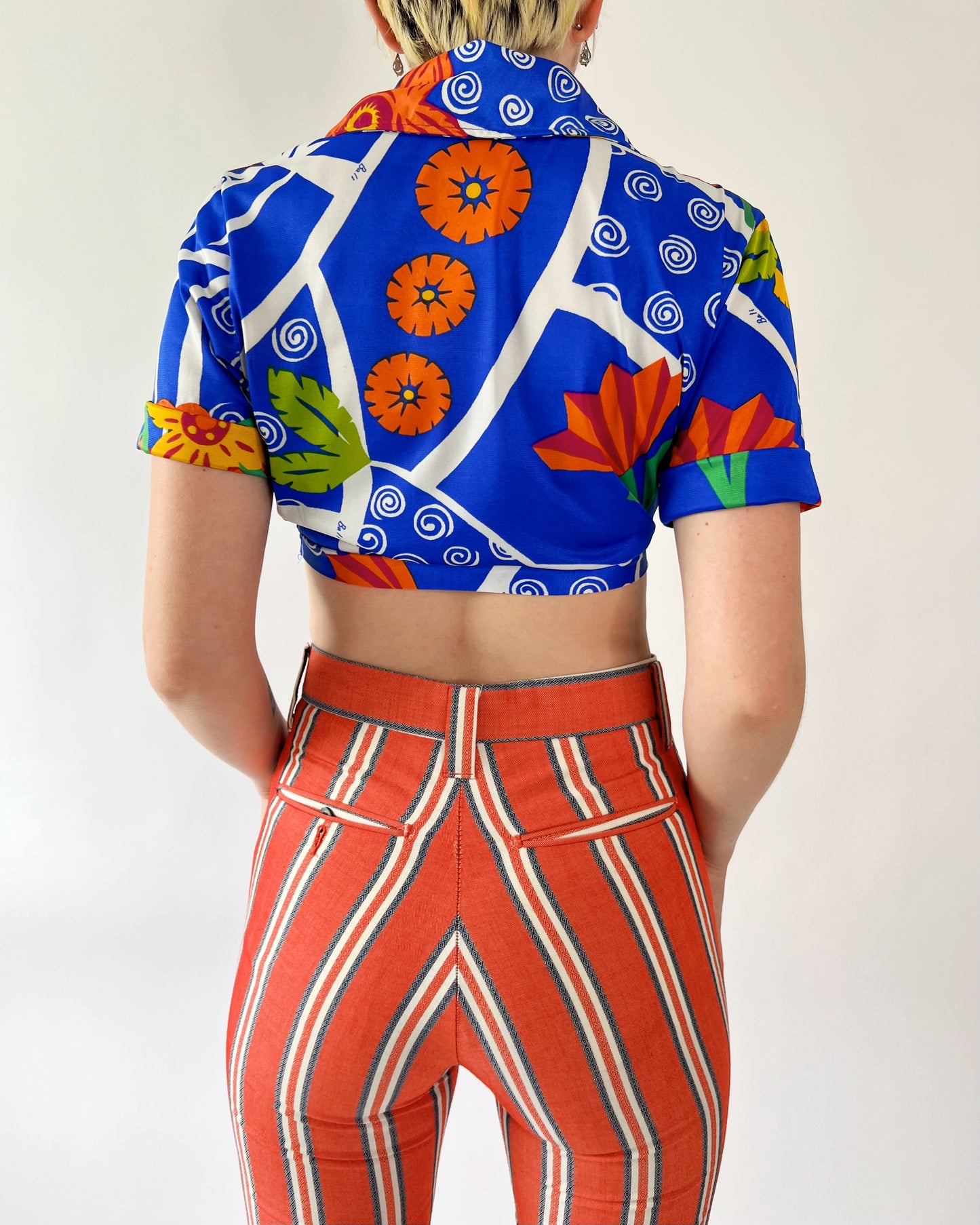 70's Slinky Swirl Psych Crop Top