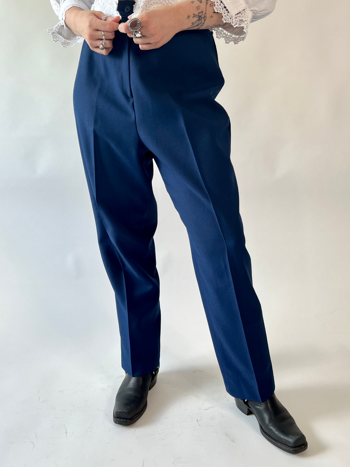Navy Blue Poly Trousers
