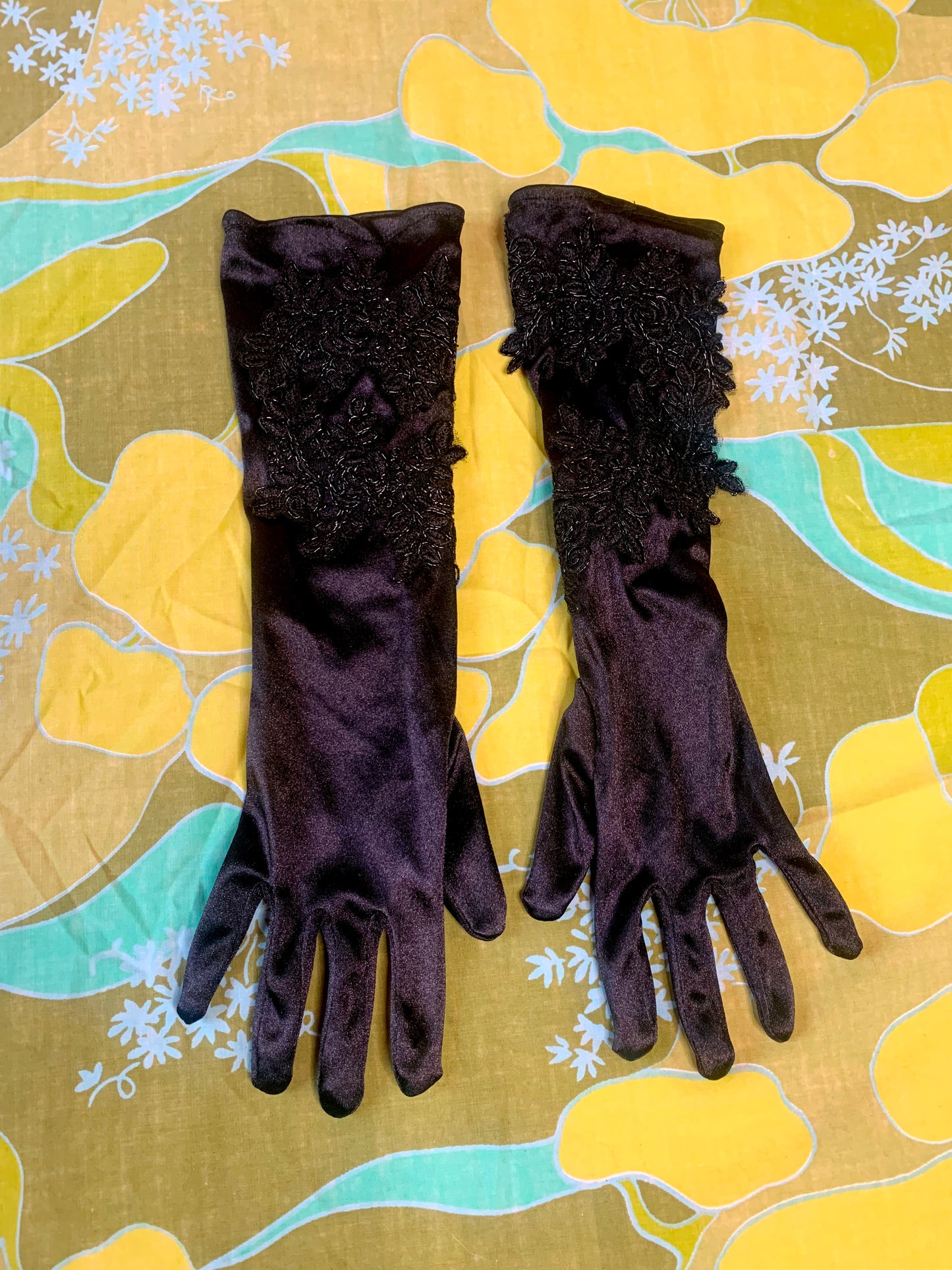 Black Beaded Gloves