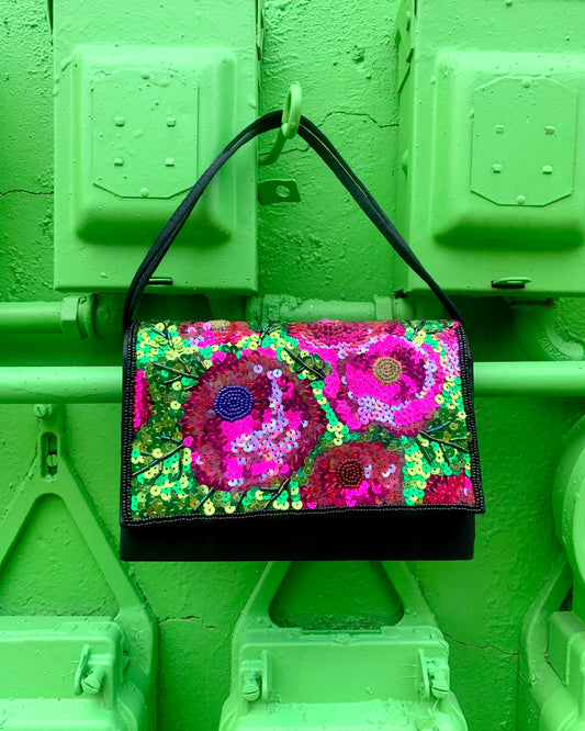 Sequin Floral Handbag