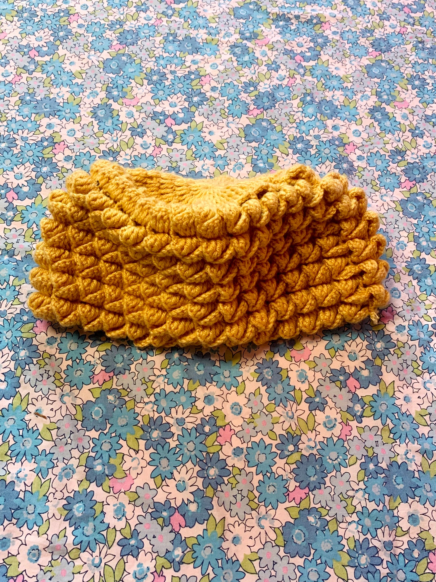 Yellow Crochet Pillbox Hat
