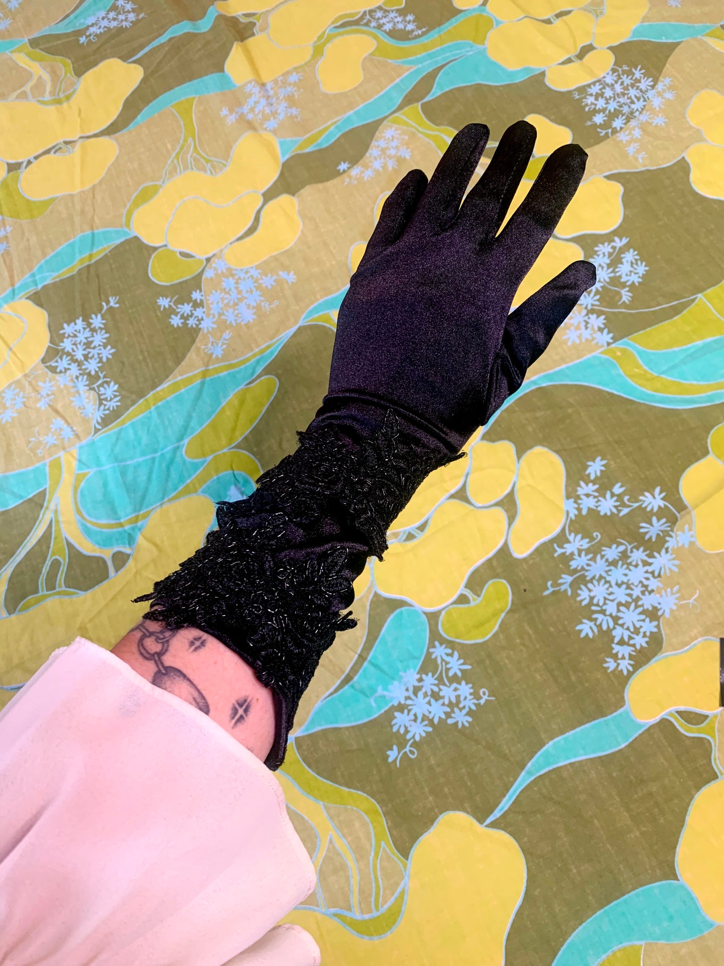 Black Beaded Gloves