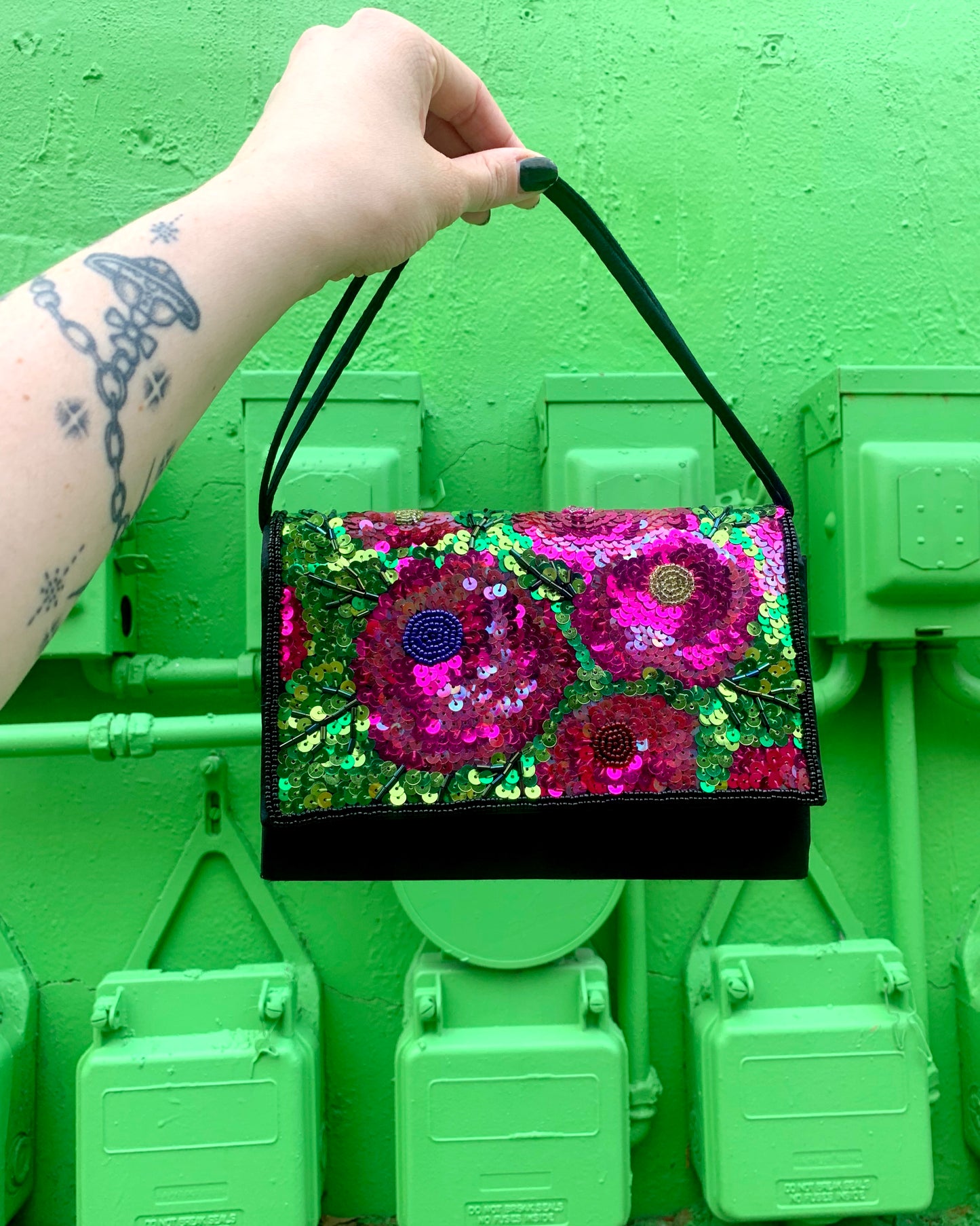 Sequin Floral Handbag